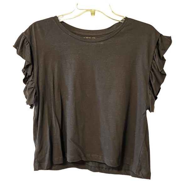 For The Republic Tops - NEW For the Republic Flutter Sleeve Crew Neck Top S Boxy Oversized Black